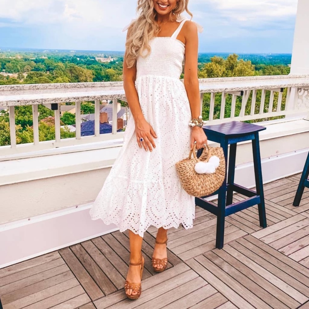 Pink Lily Eyelet MIDI Dress